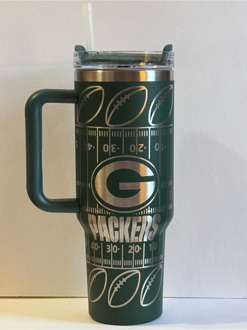 Green Packers Insulated Travel Mug with Handle